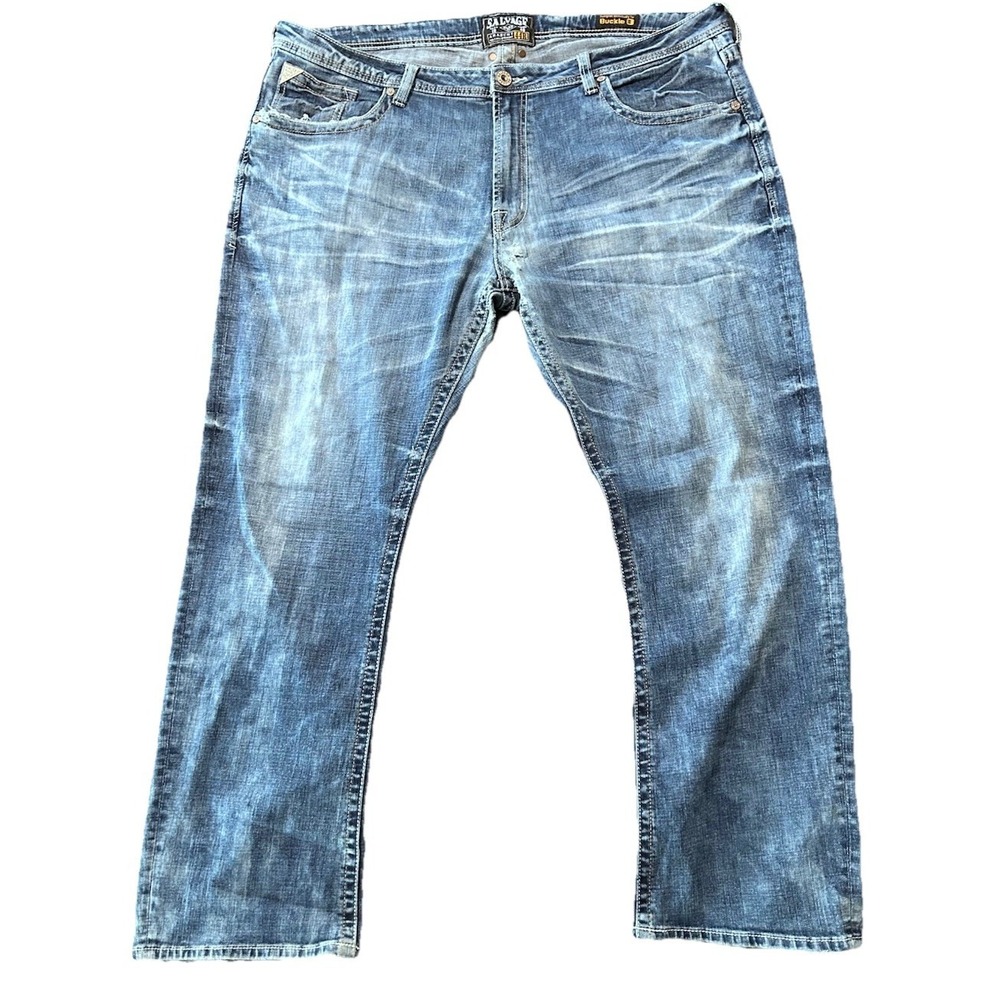 Buckle Salvage Jean Mens 44Rx31 Blue Mayhem Straight Regular Fit Cowboy Denim